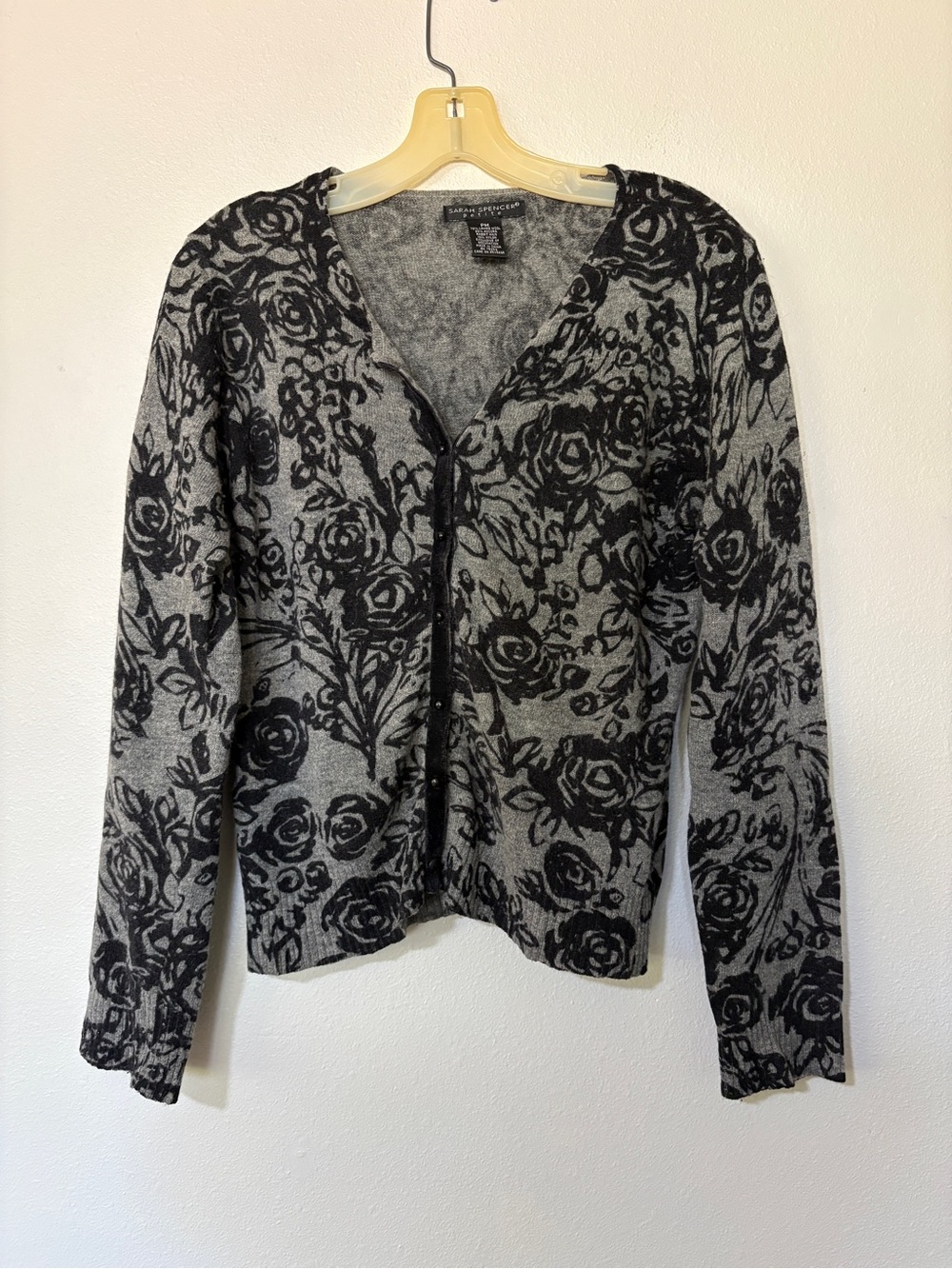 Sarah Spencer Floral Wool & Rabbit Fur Cardigan